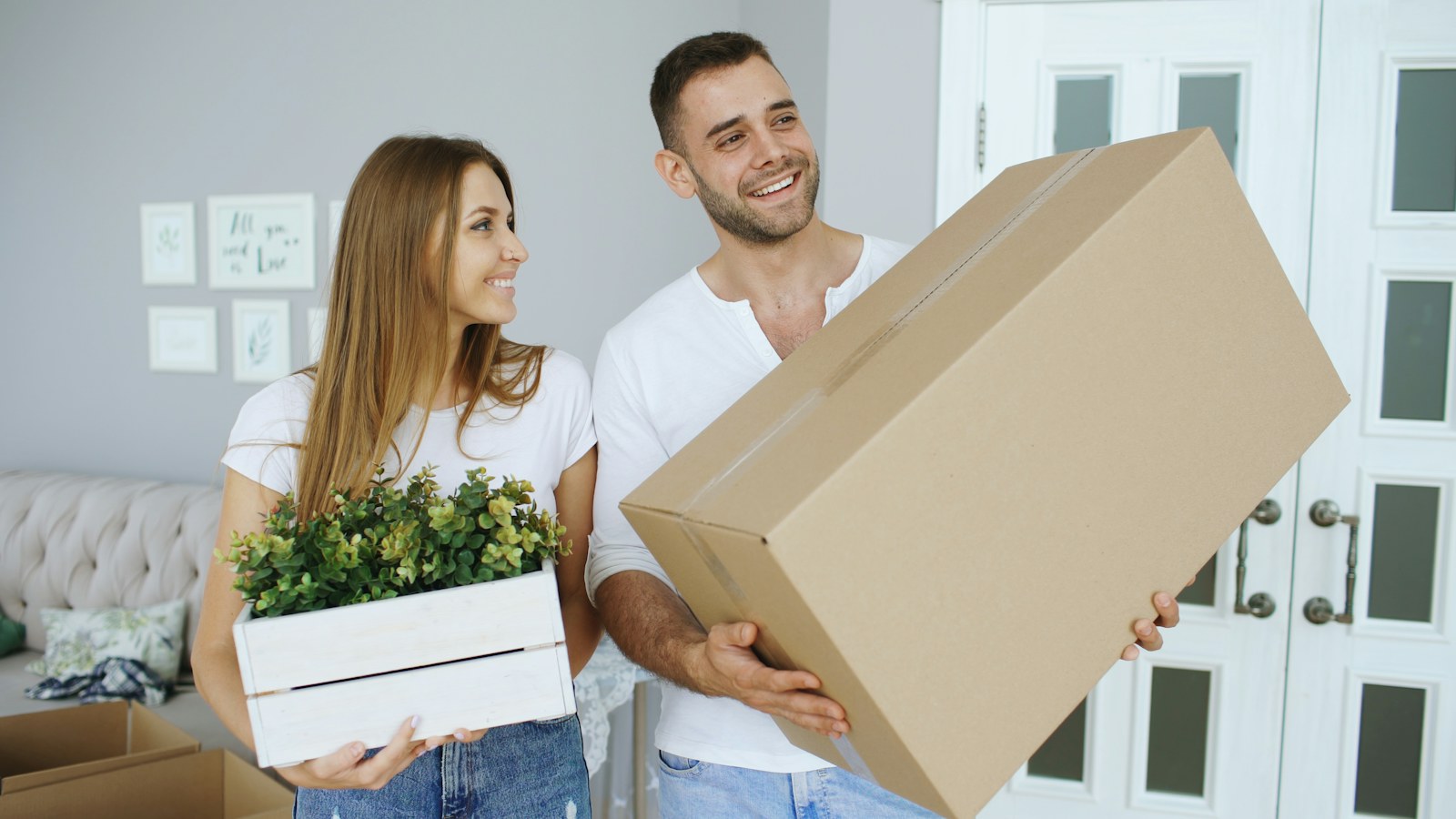 Couple moving into a freshly cleaned home